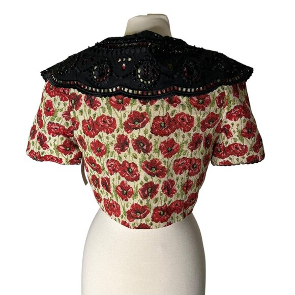 Sister Jane Poppy Tapestry Contrast Beaded Lace Collar Top Jacket NWT SIZE MP - Picture 5 of 6